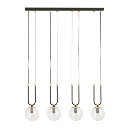 Glam 4 pendellampe sort/transparent
