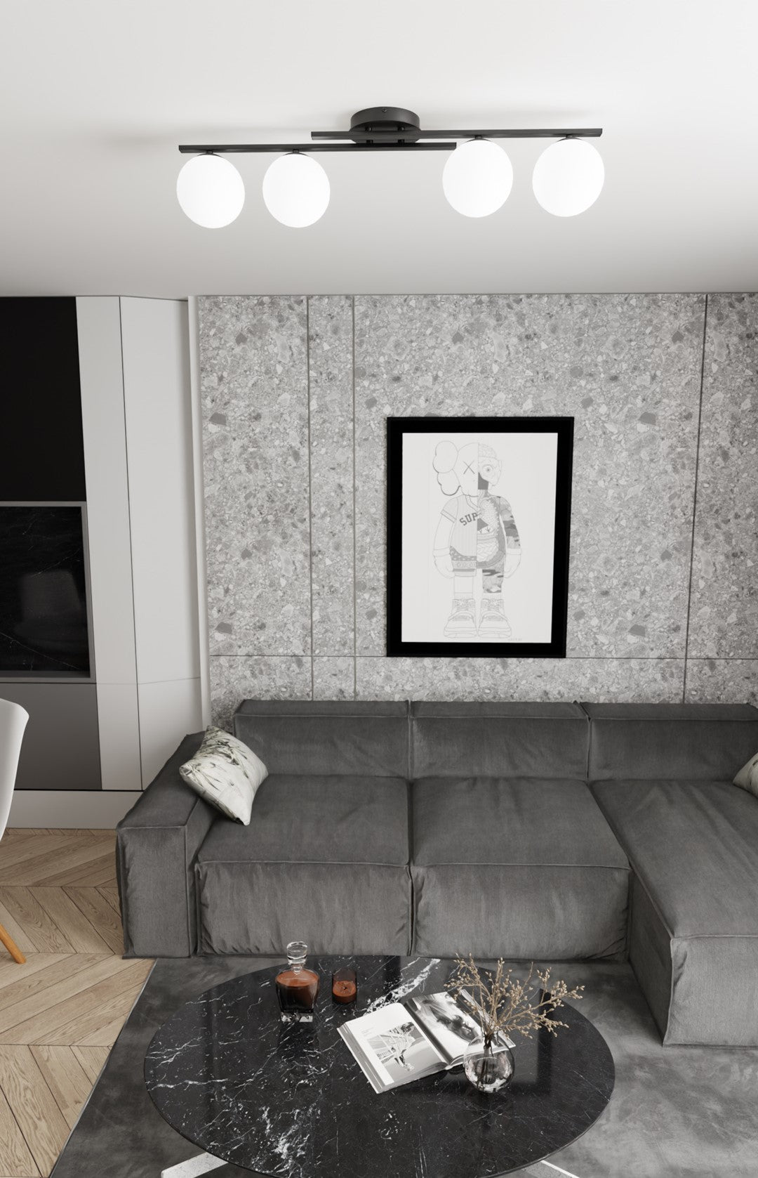 Kairo 4 loftlampe sort/opal