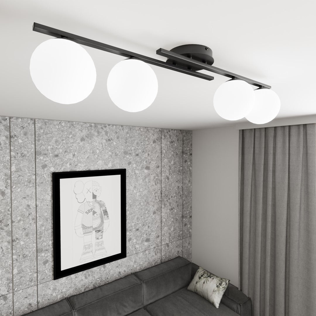 Kairo 4 loftlampe sort/opal