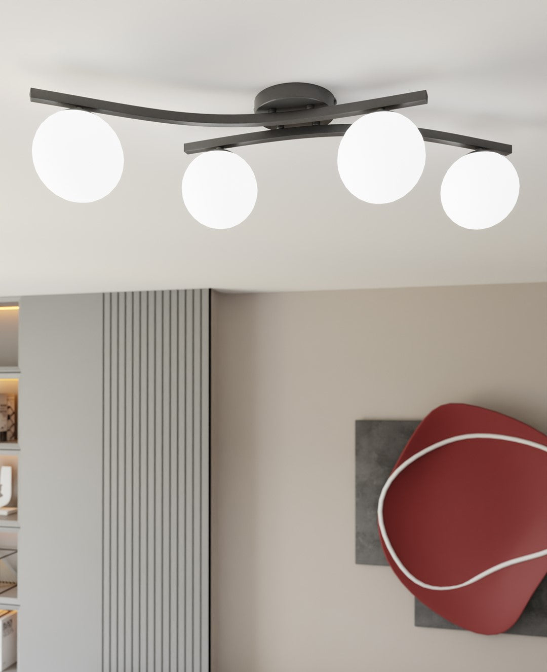 Opus 4 loftlampe sort/opal