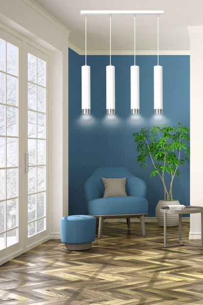 Kibo 4 pendellampe hvid/krom