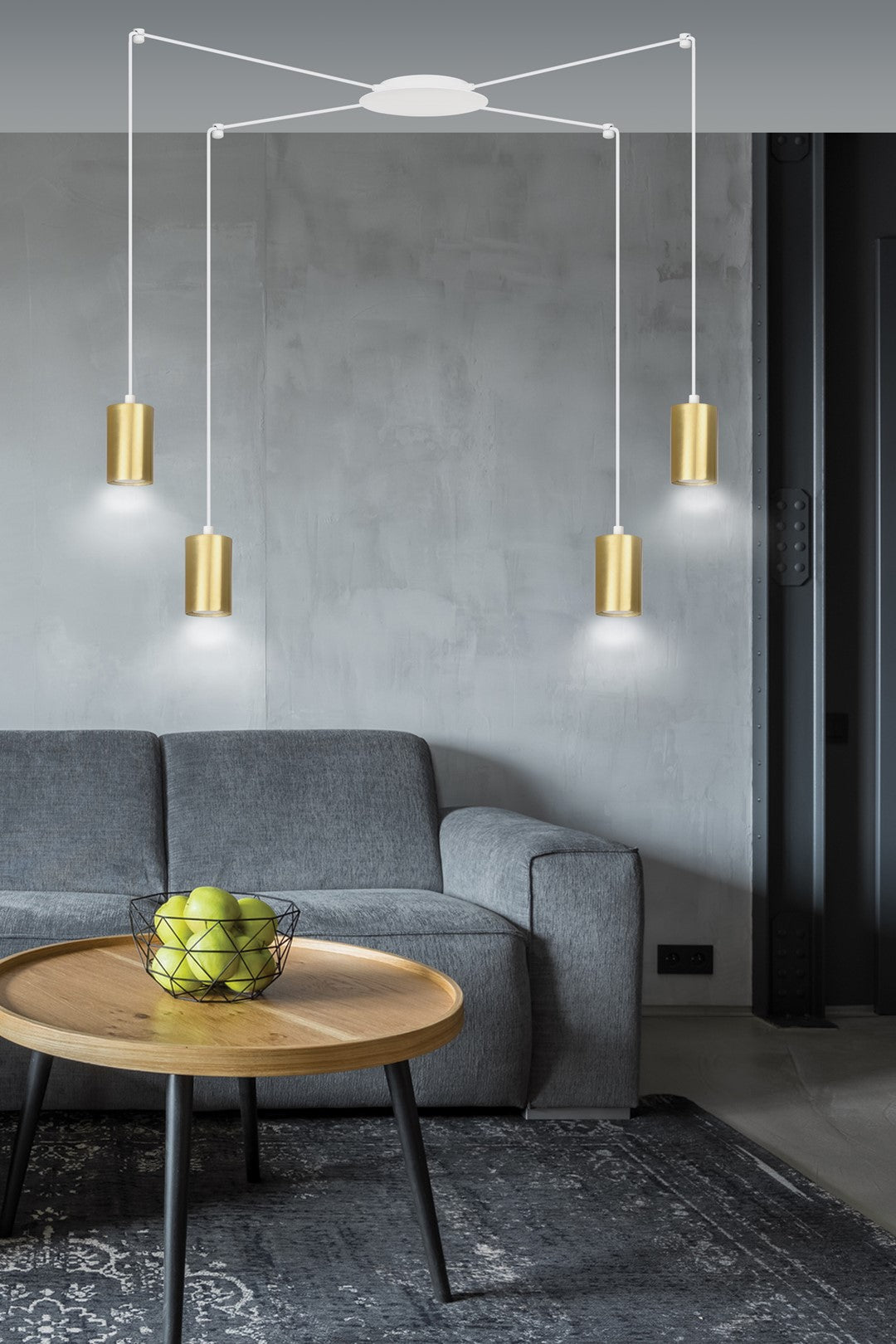Traker 4 pendellampe hvid/guld