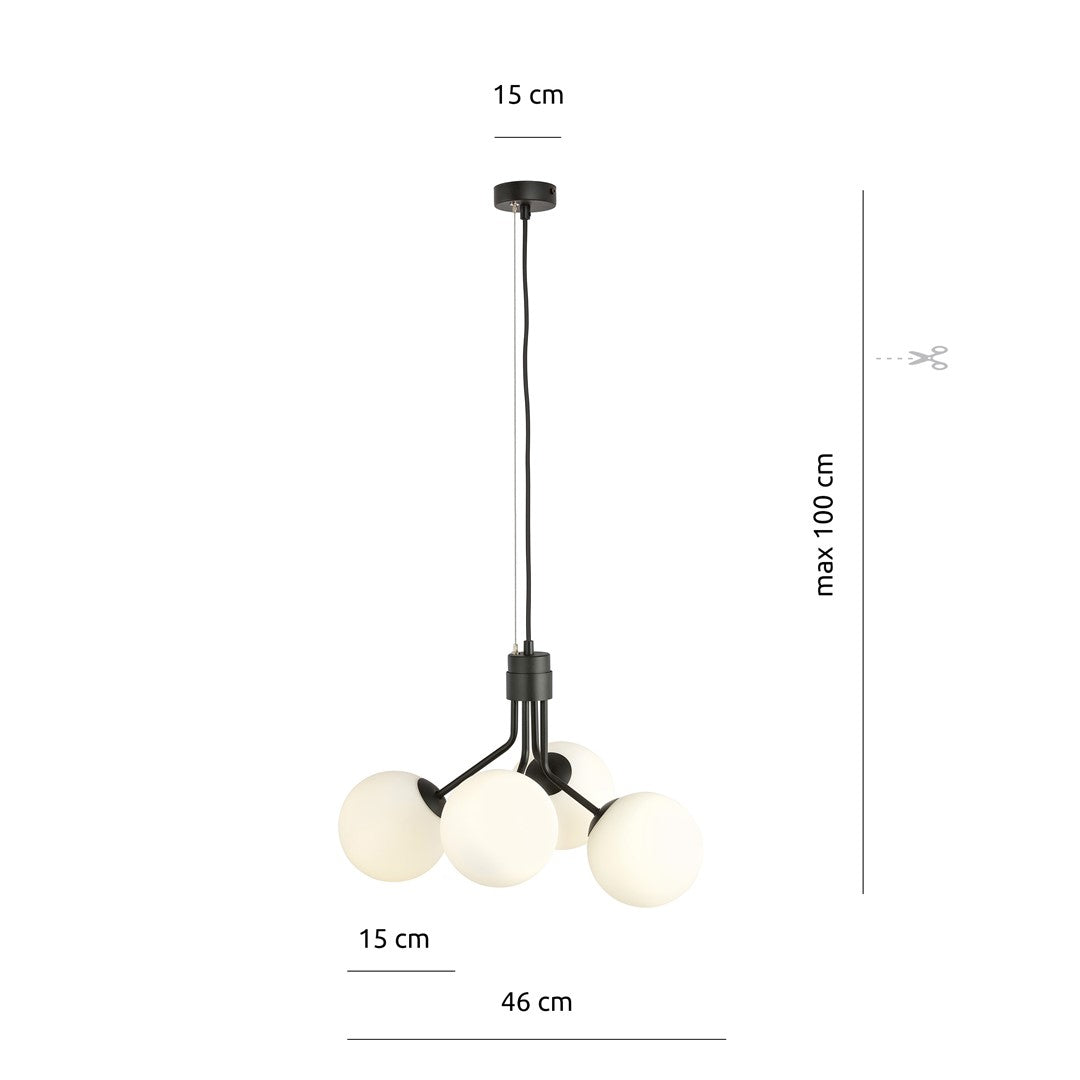 Nova 4 pendellampe sort/opal