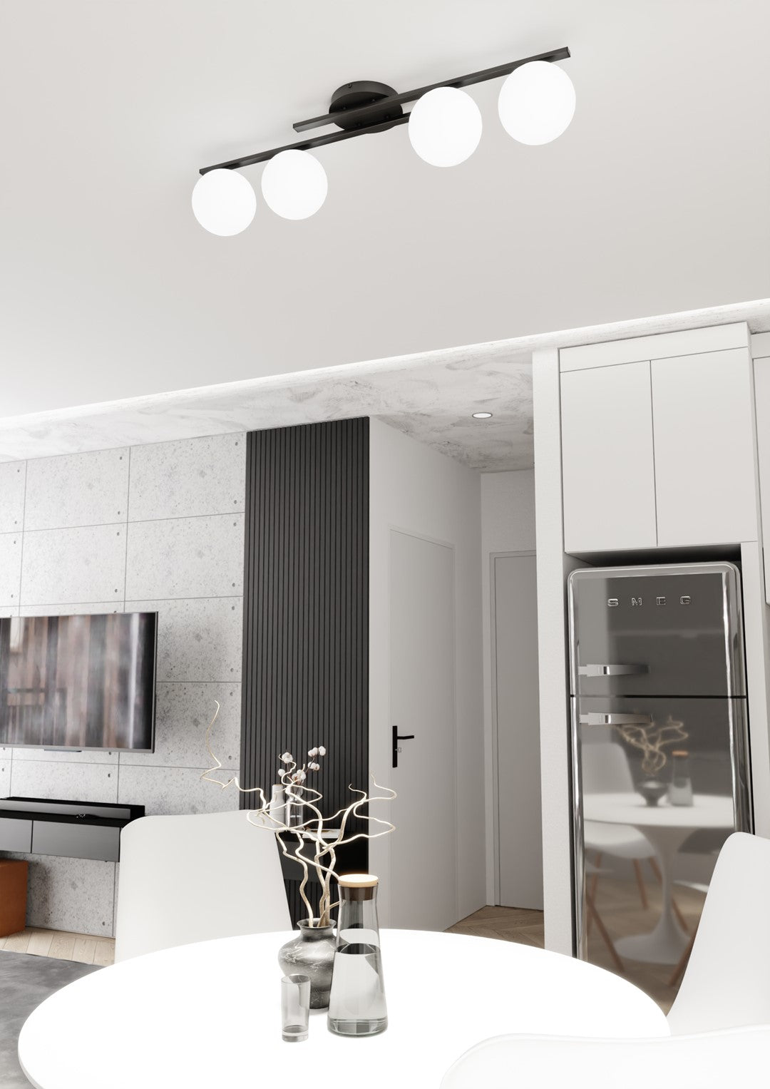 Kairo 4 loftlampe sort/opal
