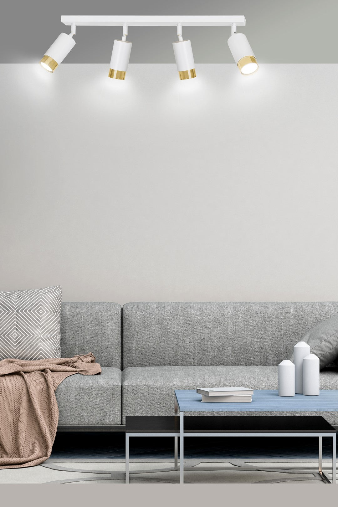 Hiro 4 loftspot hvid/guld