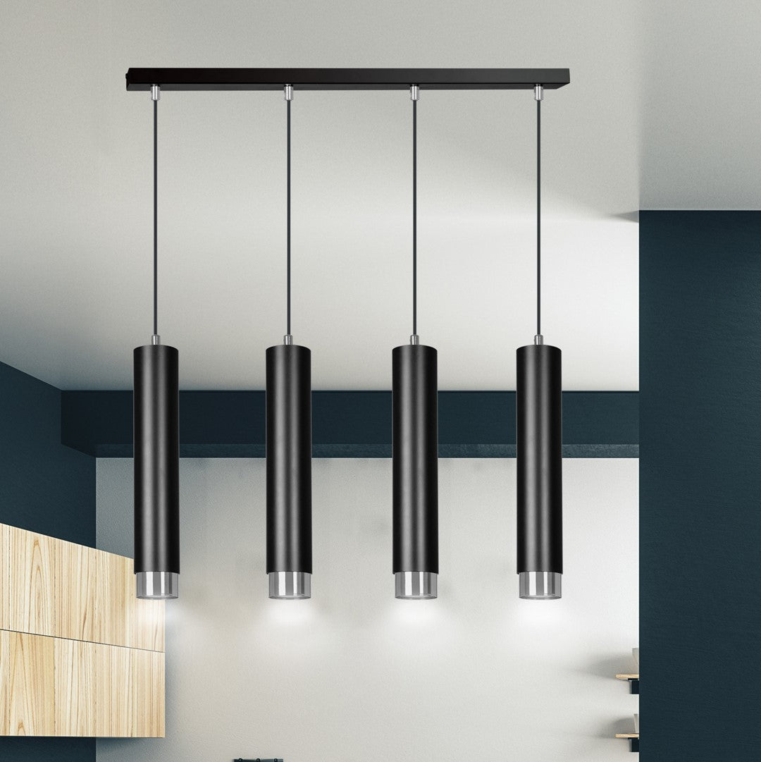 Kibo 4 pendellampe sort/krom