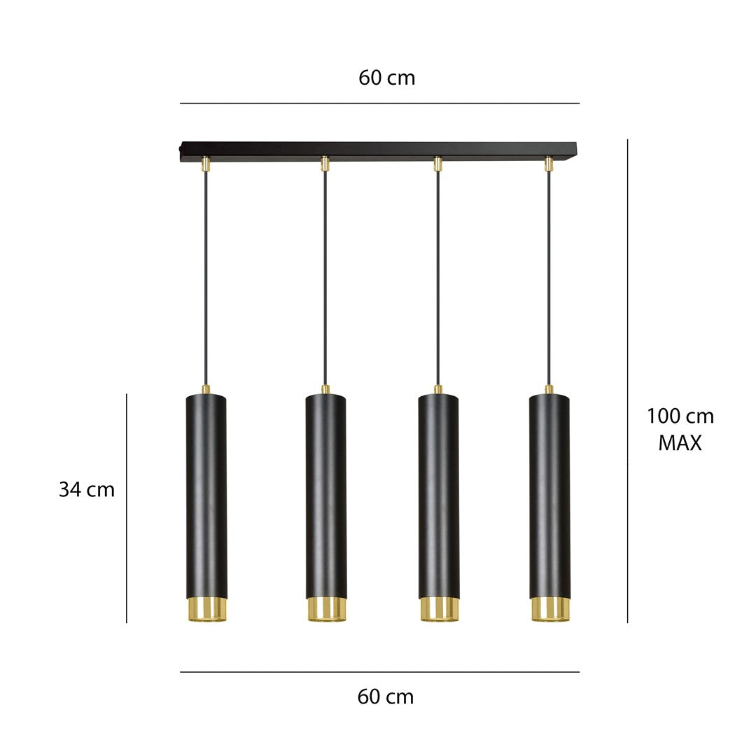 Kibo 4 pendellampe sort/guld