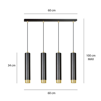 Kibo 4 pendellampe sort/guld