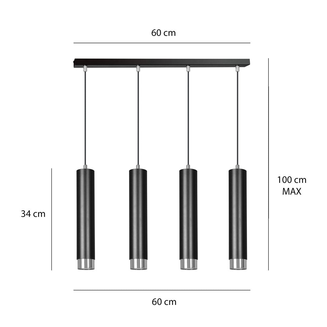 Kibo 4 pendellampe sort/krom