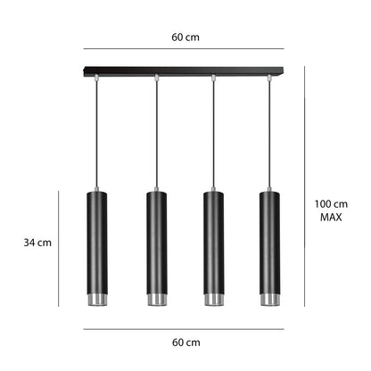 Kibo 4 pendellampe sort/krom