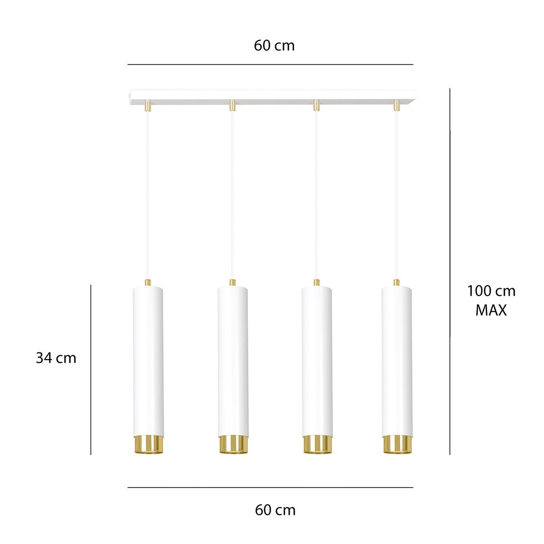 Kibo 4 pendellampe hvid/guld