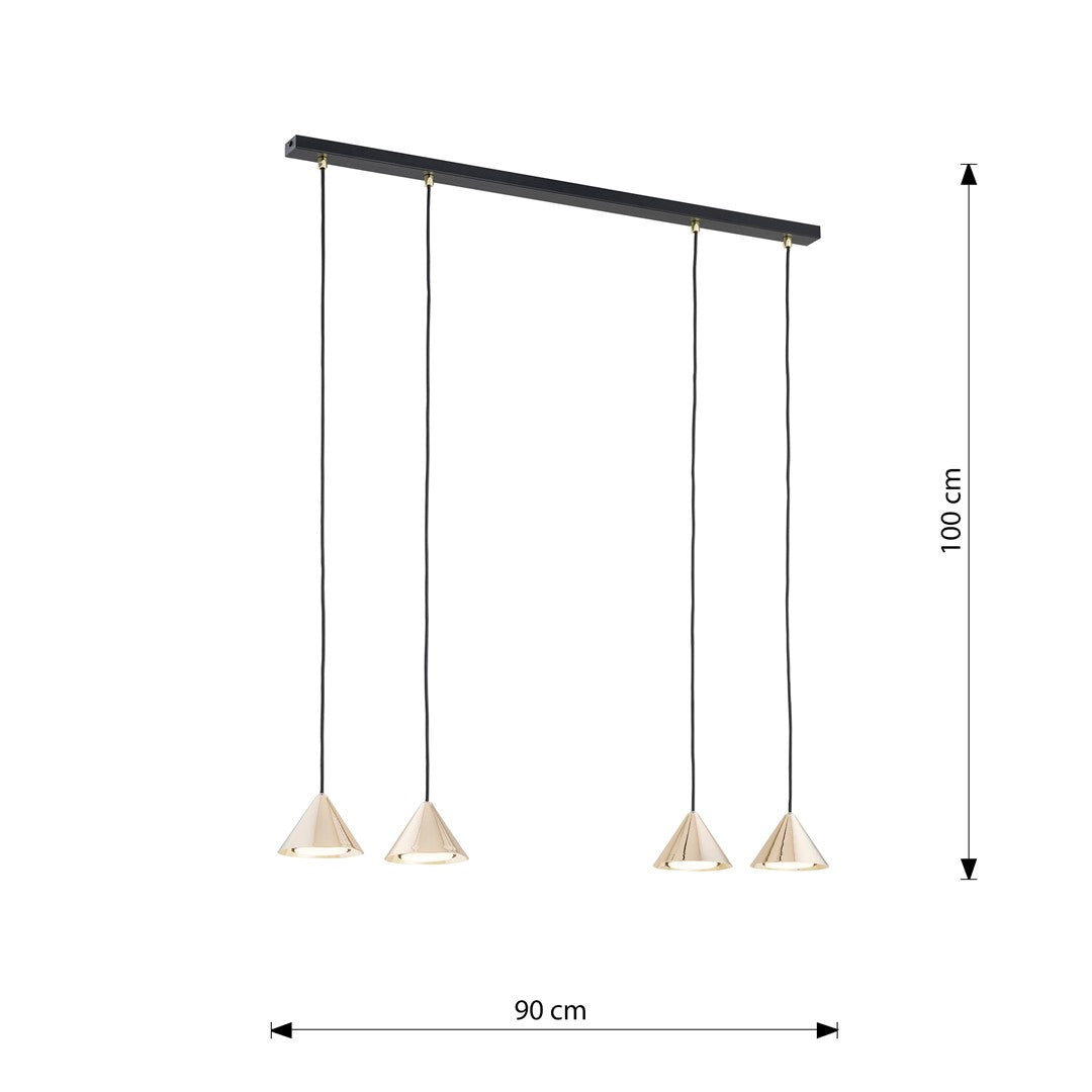 Elit 4 pendellampe sort/guld