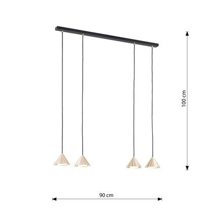 Elit 4 pendellampe sort/guld