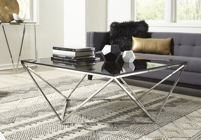 Aria Coffee Table in Smoked Glass and Polished Stainless Steel