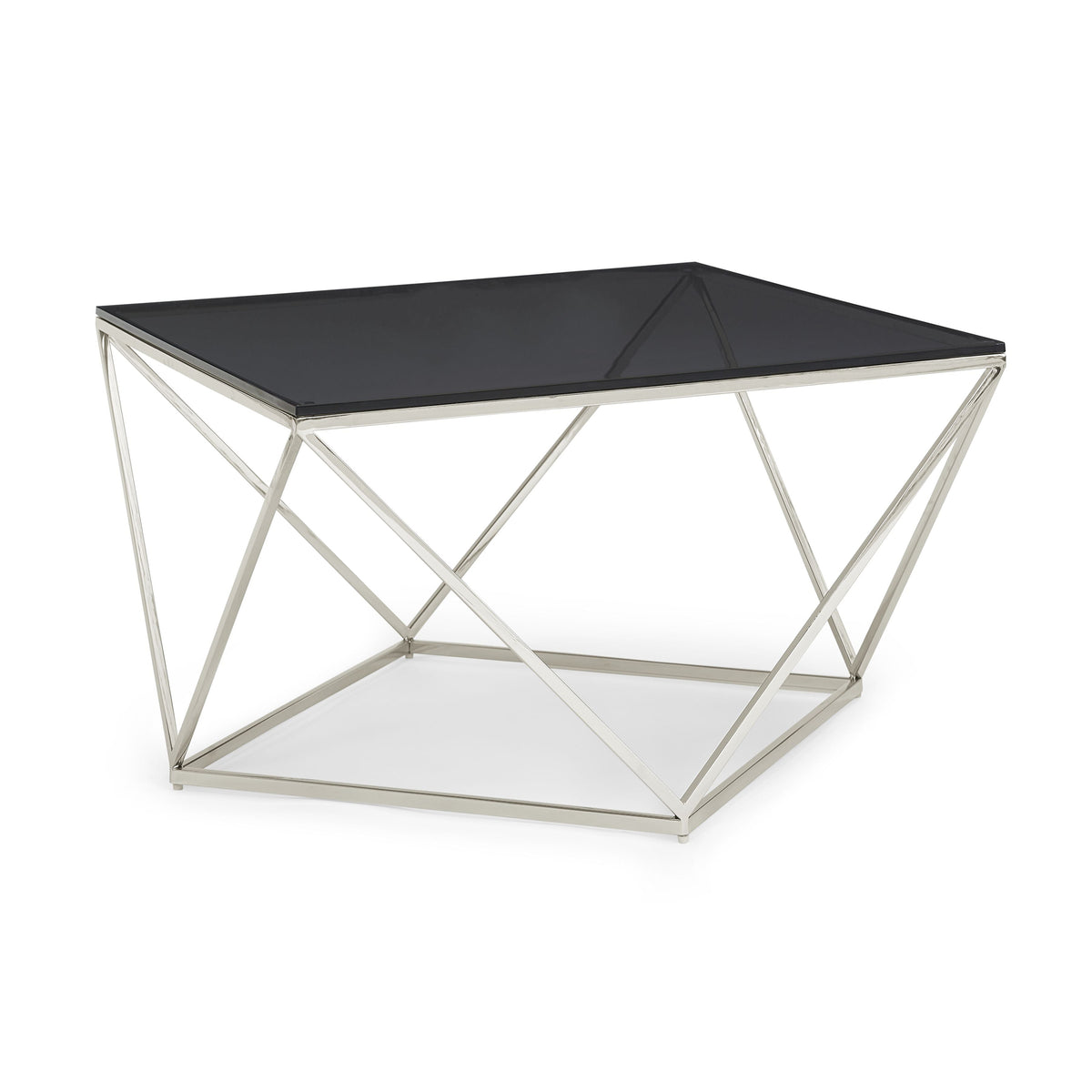 Aria Coffee Table in Smoked Glass and Polished Stainless Steel