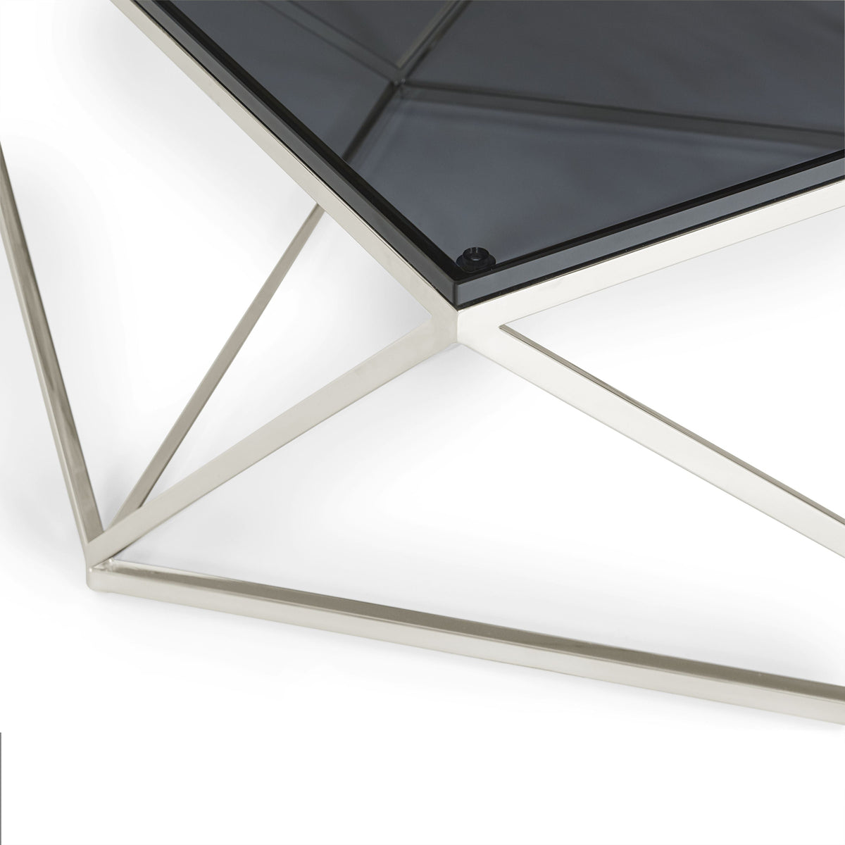 Aria Coffee Table in Smoked Glass and Polished Stainless Steel