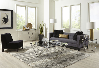 Aria Coffee Table in Smoked Glass and Polished Stainless Steel