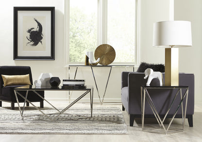 Aria Side Table in Smoked Glass and Polished Stainless Steel