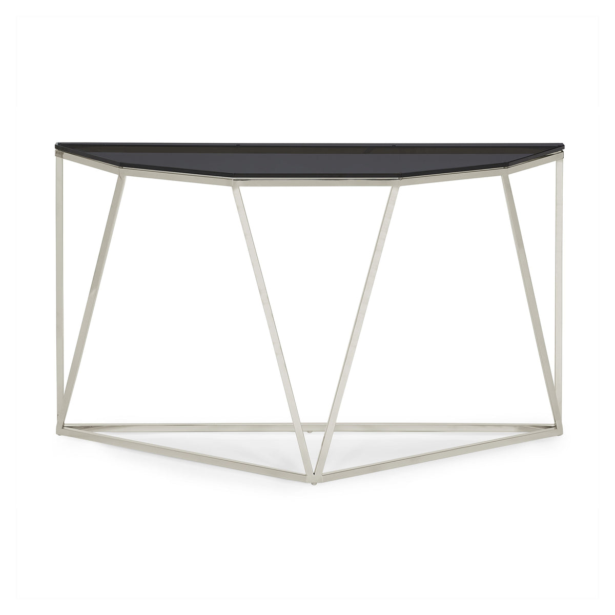 Aria Console Table in Smoked Glass and Polished Stainless Steel