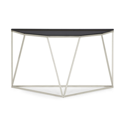 Aria Console Table in Smoked Glass and Polished Stainless Steel