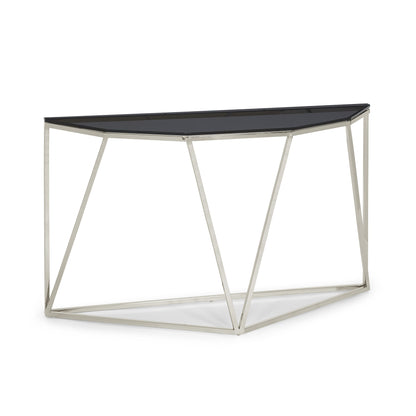 Aria Console Table in Smoked Glass and Polished Stainless Steel