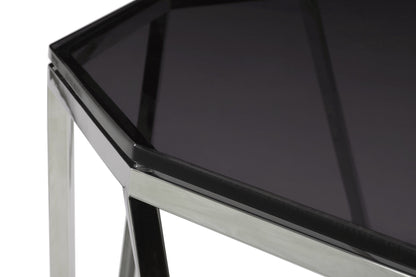 Aria Console Table in Smoked Glass and Polished Stainless Steel