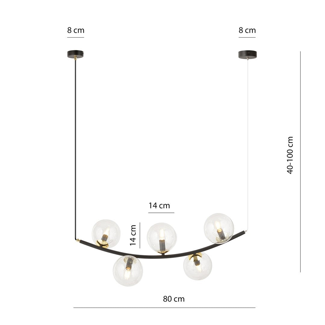 Ritz 5 pendellampe sort/transparent