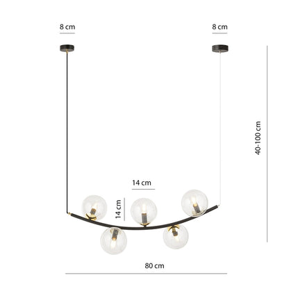 Ritz 5 pendellampe sort/transparent