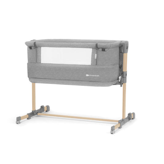 KINDERKRAFT NESTE GROW co-sleeper bed, light grey, solid wood