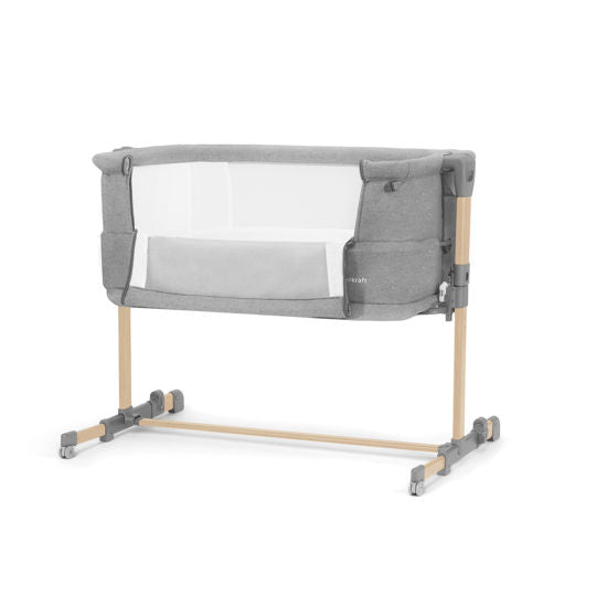 KINDERKRAFT NESTE GROW co-sleeper bed, light grey, solid wood