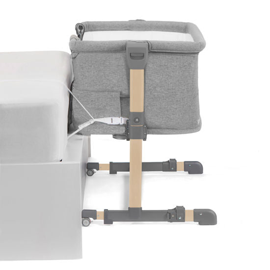 KINDERKRAFT NESTE GROW co-sleeper bed, light grey, solid wood