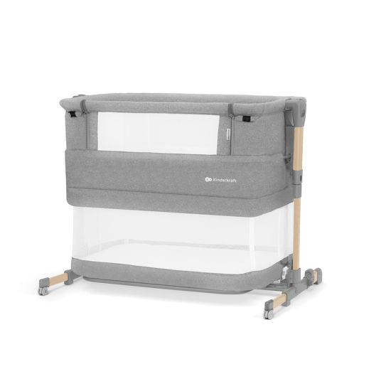 KINDERKRAFT NESTE GROW co-sleeper bed, light grey, solid wood