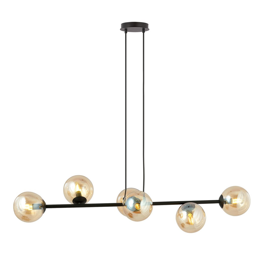 Rossi 6 pendant light black/amber