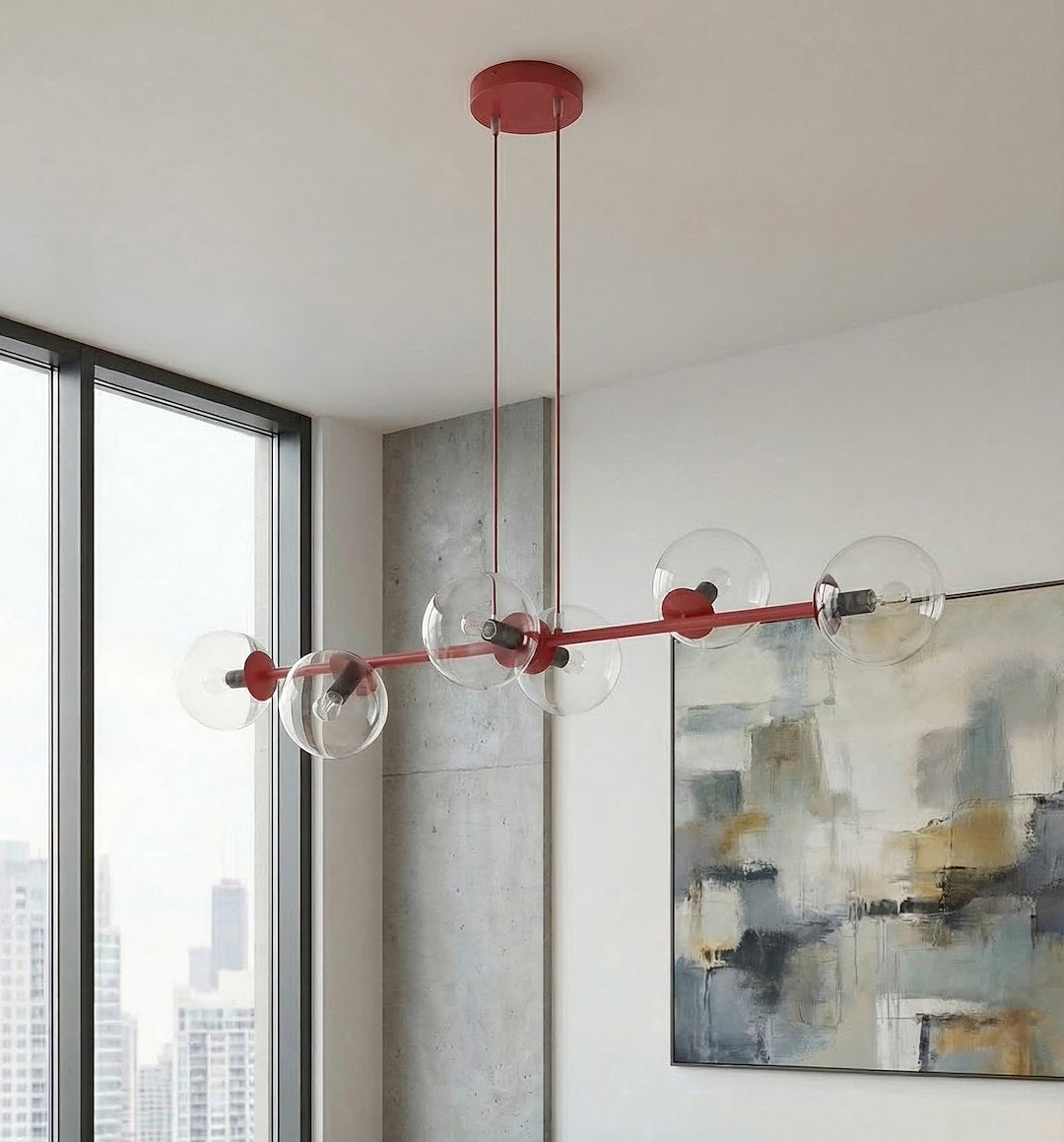 Magnus 6 pendellampe transparent bordeaux