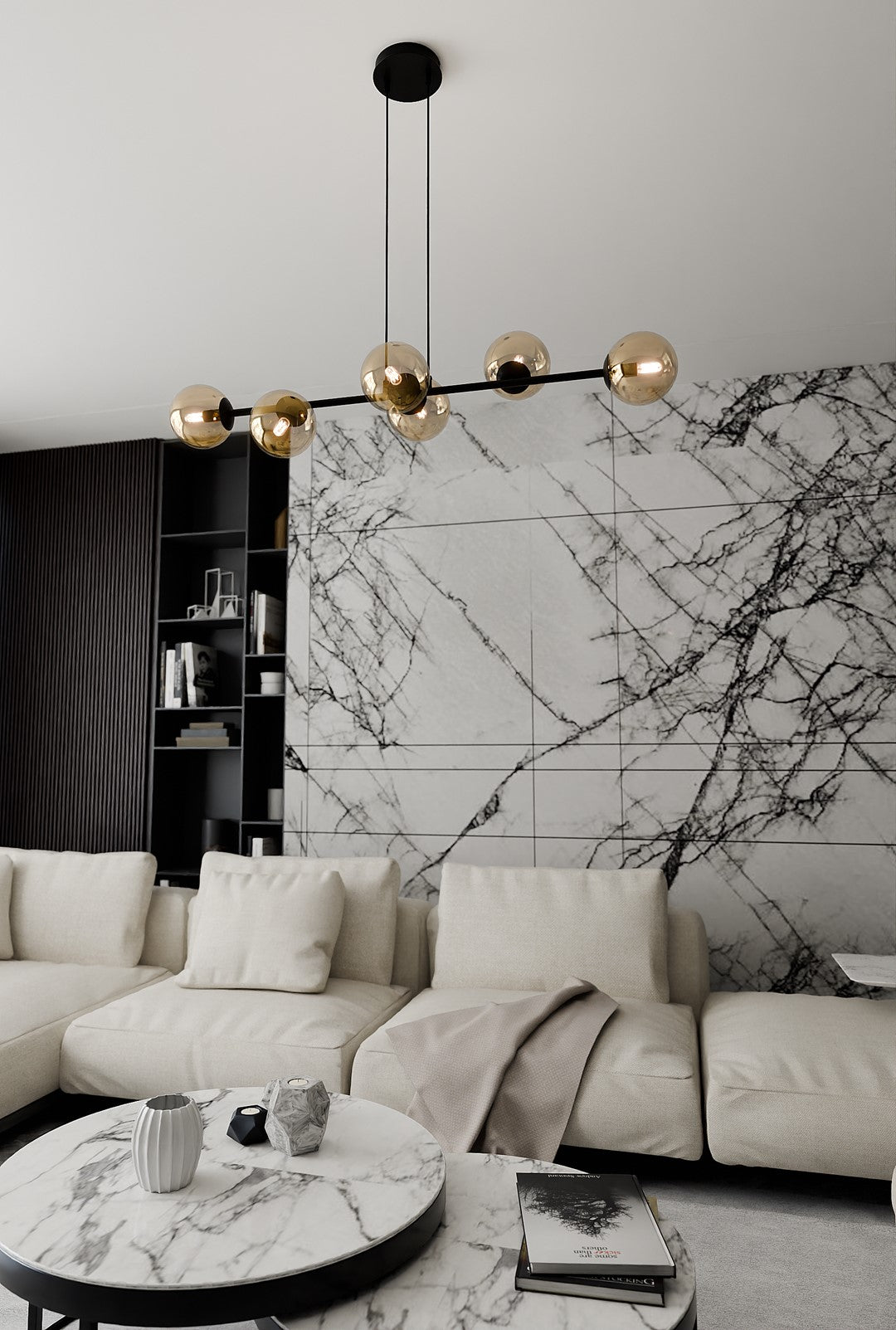 Rossi 6 pendant light black/amber