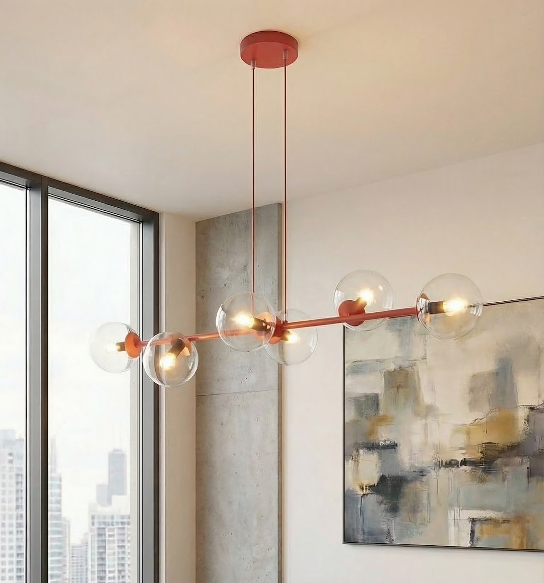 Magnus 6 pendellampe transparent bordeaux