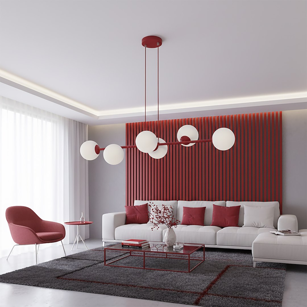 Magnus 6 pendellampe bordeaux/opal