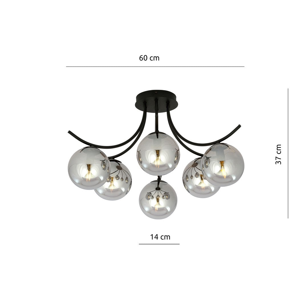 Boston 6 loftlampe sort/grafit