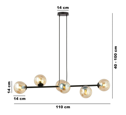 Rossi 6 pendant light black/amber