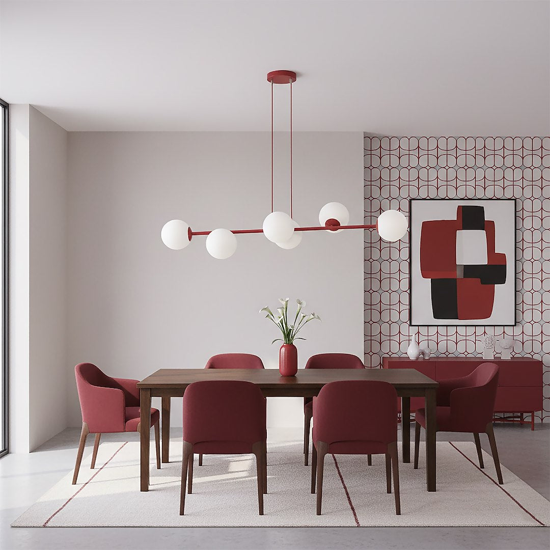 Magnus 6 pendellampe bordeaux/opal