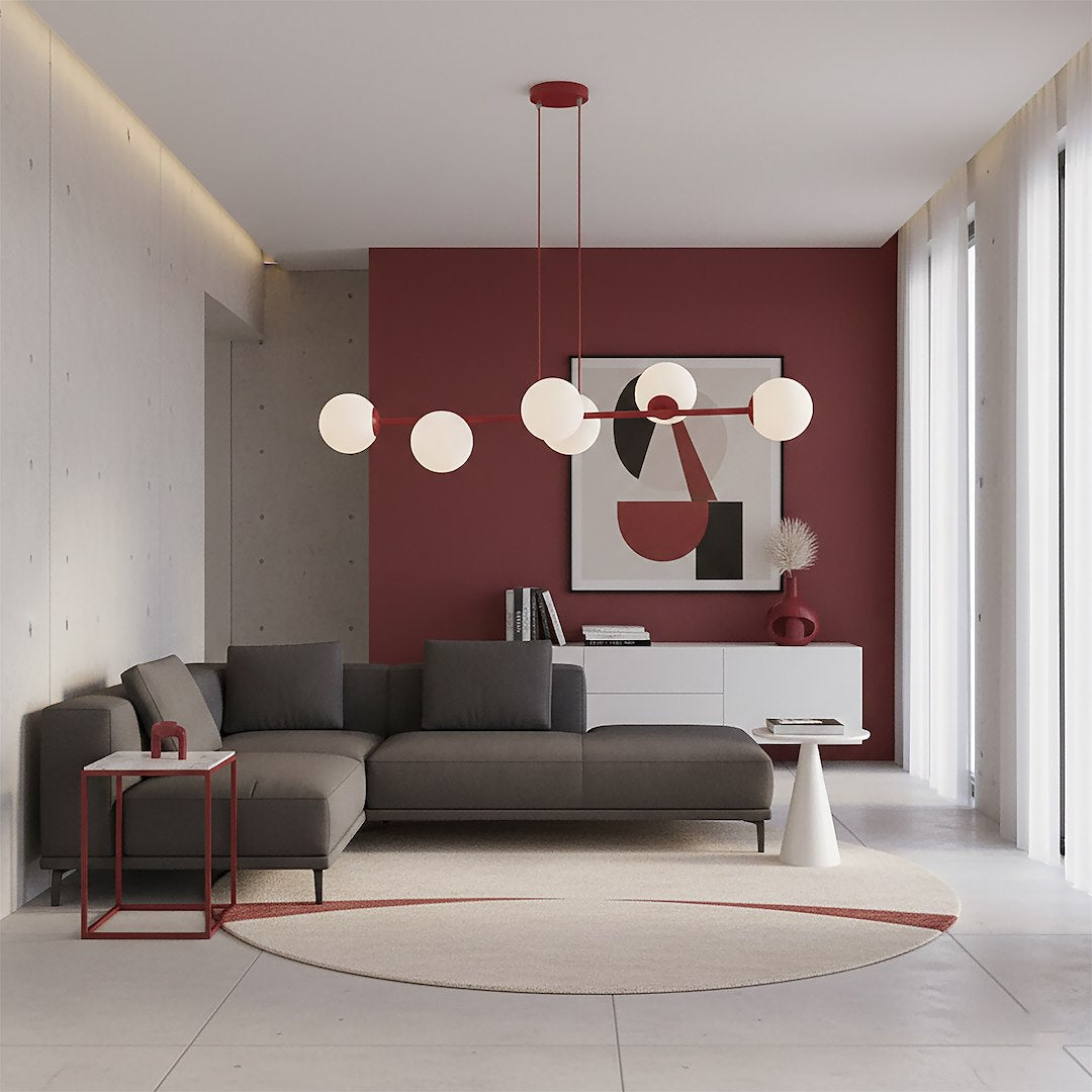 Magnus 6 pendellampe bordeaux/opal