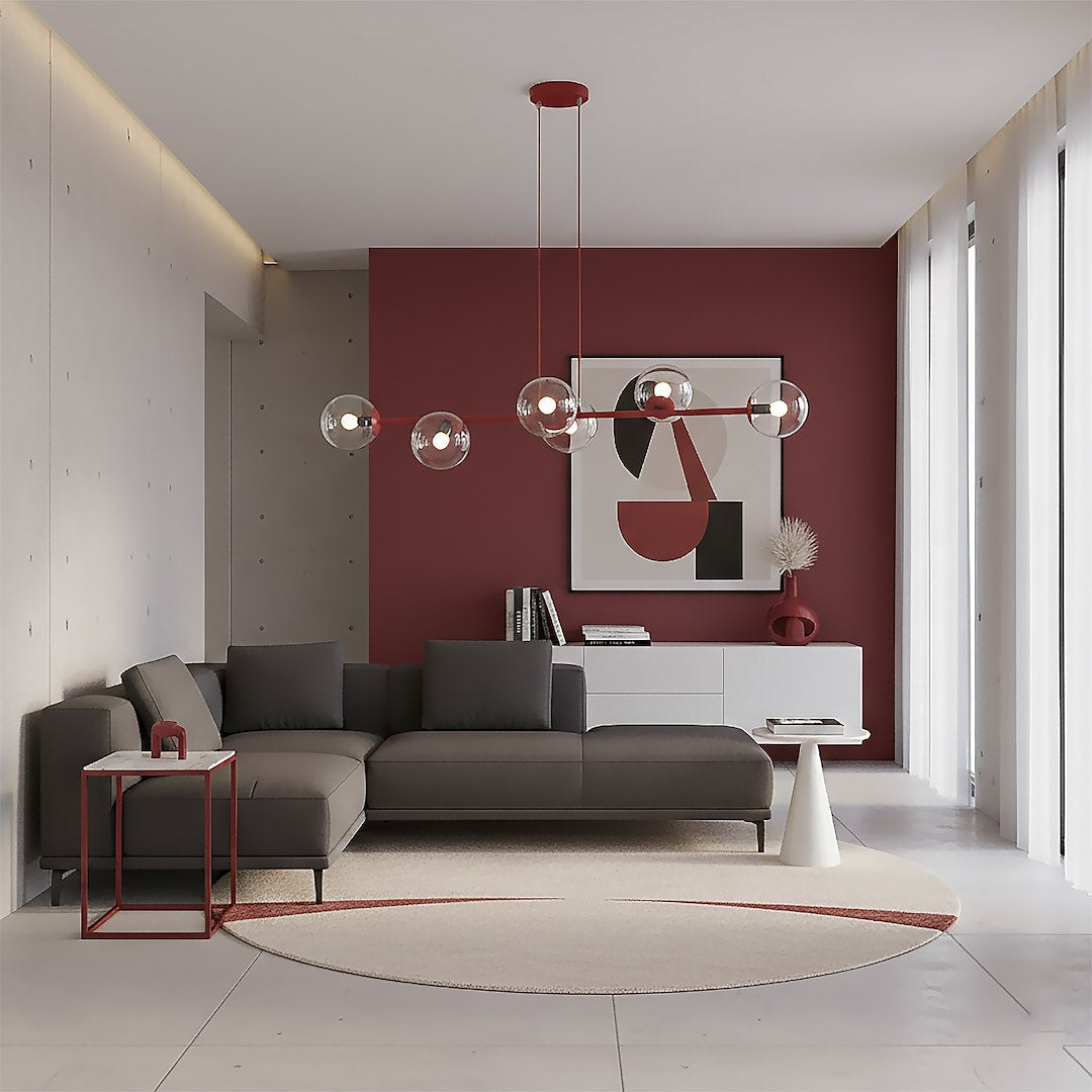 Magnus 6 pendellampe transparent bordeaux