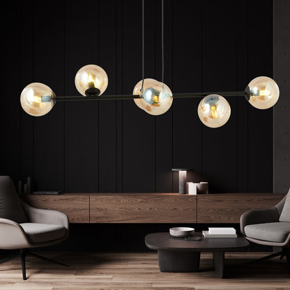 Rossi 6 pendant light black/amber
