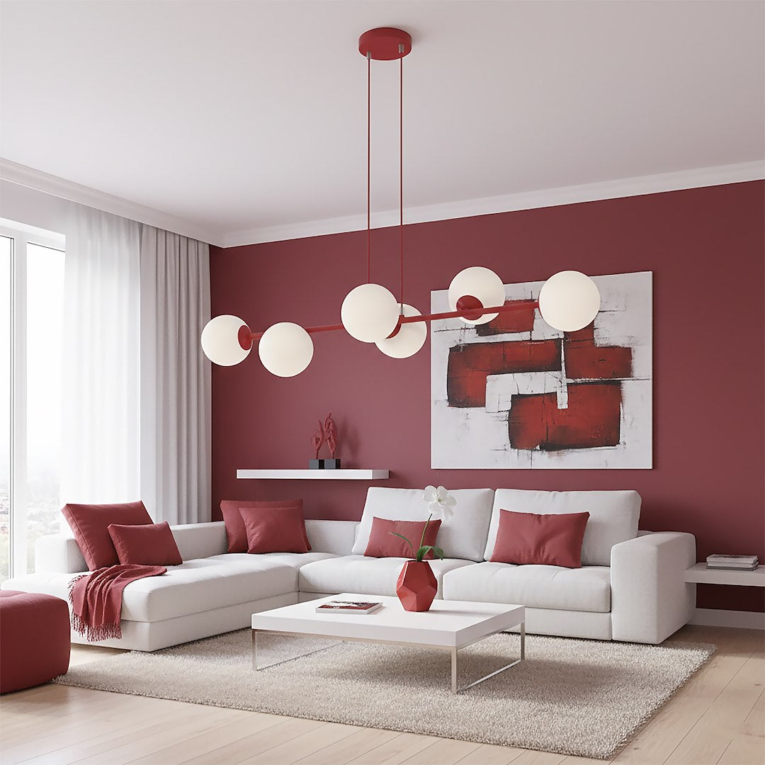 Magnus 6 pendellampe bordeaux/opal