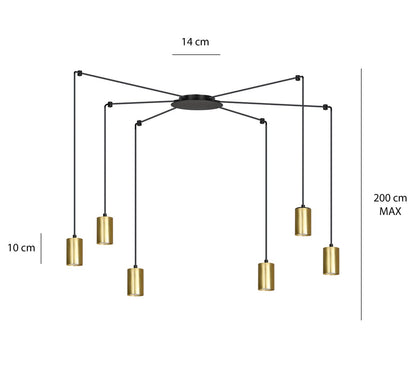 Traker 6 pendellampe sort/guld