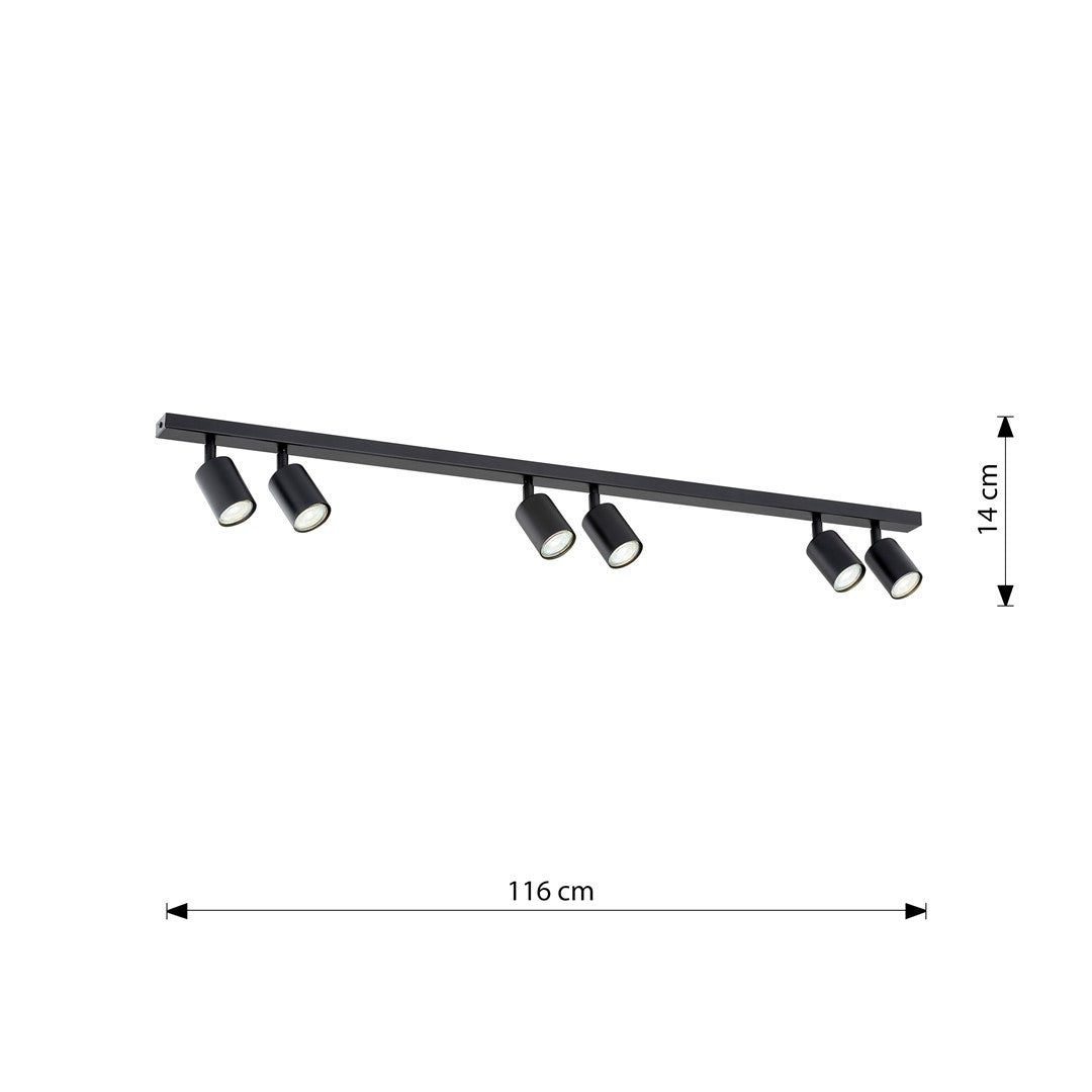 Flash 6 loftlampe sort