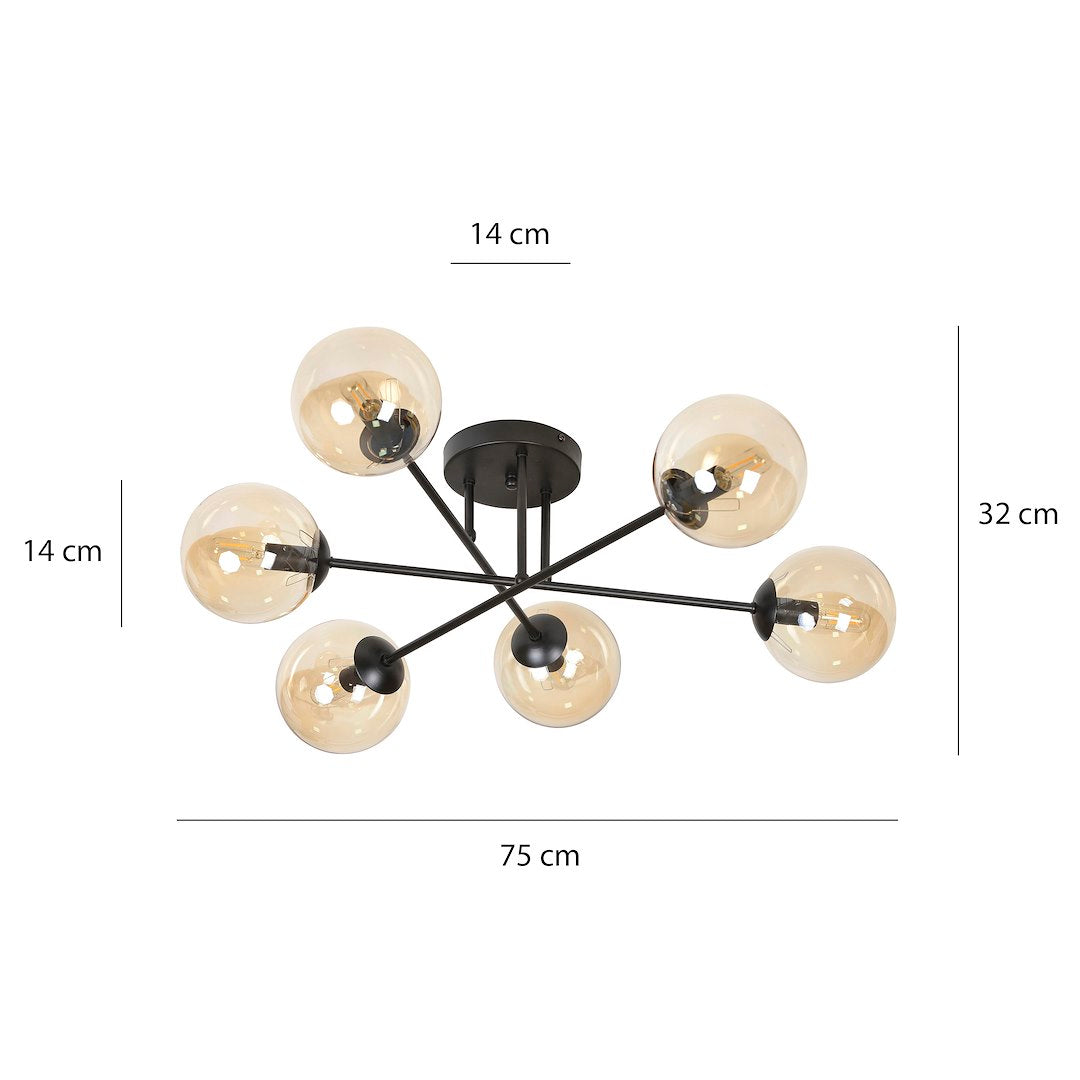 Brendi 6B loftlampe sort/ravfarvet