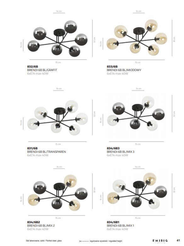 Brendi 6B loftlampe sort/ravfarvet