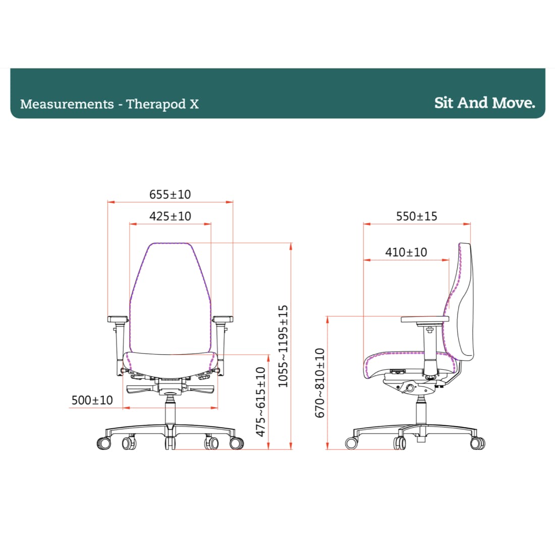 Sit And Move Therapod X Standard Medium Grey - Kontorstol Uldfilt Fenice