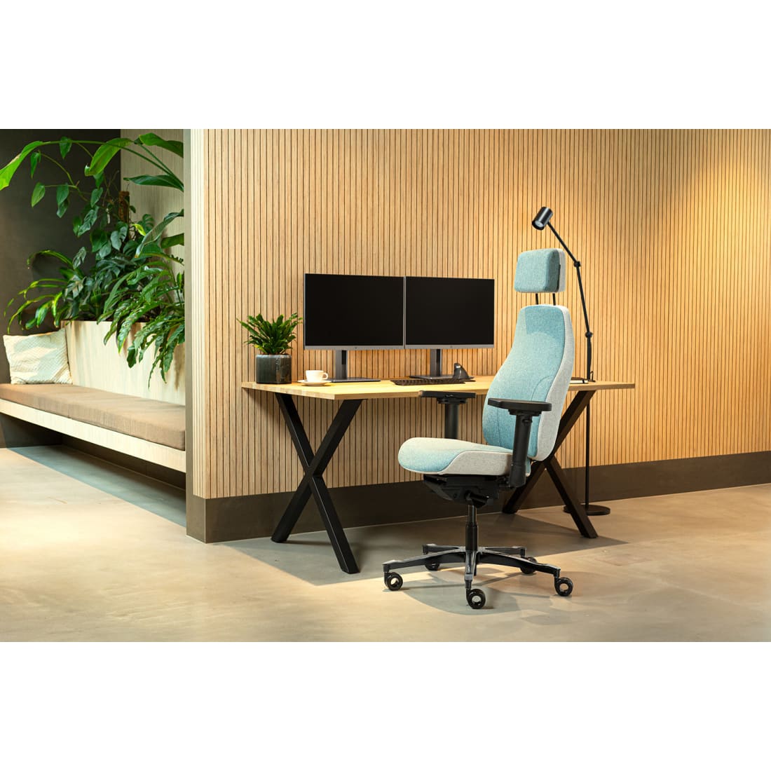Sit And Move Therapod X2 HR Hovedstøtte Azur - Kontorstol Facet Uld Azur/Askgrå